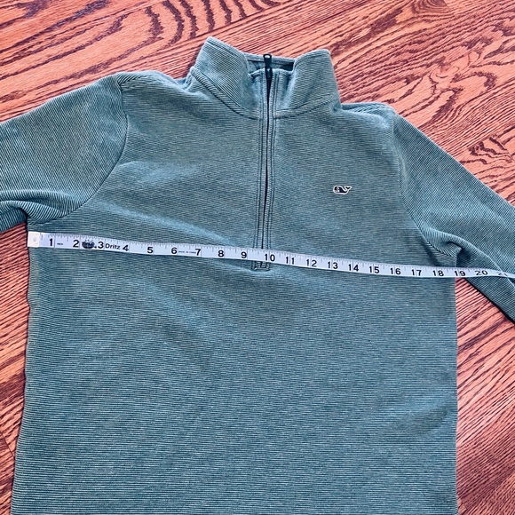 Vinyard Vines 1/4 Zip Boathouse Youth Large Green Shadow Stripe Pullover - Picture 7 of 8
